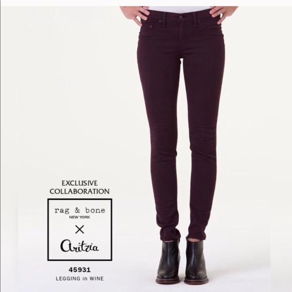 Rag & Bone for Aritzia Skinny Legging in Wine - Picture 1 of 9